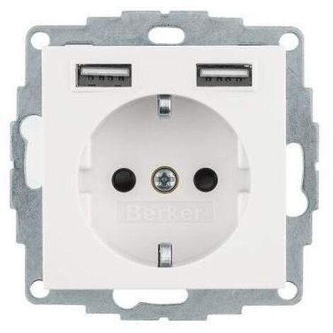 Berker Steckdose SCHUKO/USB, S.1, polarweiß gl. 48038989