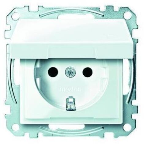 Merten Steckdose 1-fach polarweiß glänzend UP mit BS System M MEG2310-0319 Klappdeckel IP20 (1/5)
