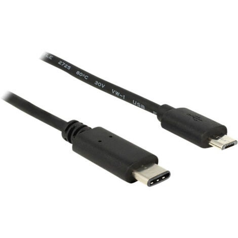 Delock USB-Kabel  USB 2.0 USB-C® Stecker, USB-Micro-B Stecker 1.00 m Schwarz  83602 (1/2)
