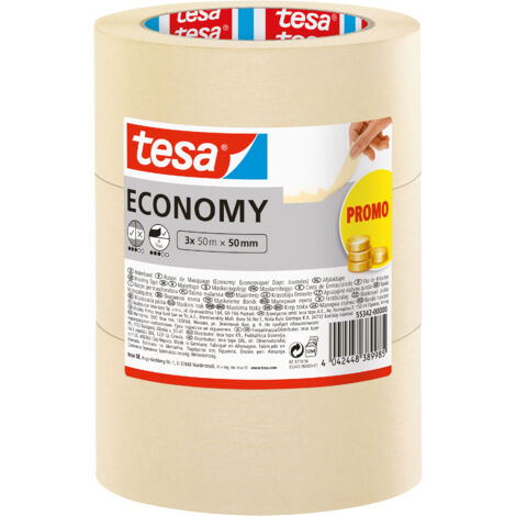 tesa Economy 55342-00000-00 Malerabdeckband  Weiß (L x B) 50 m x 50 mm 3 St.