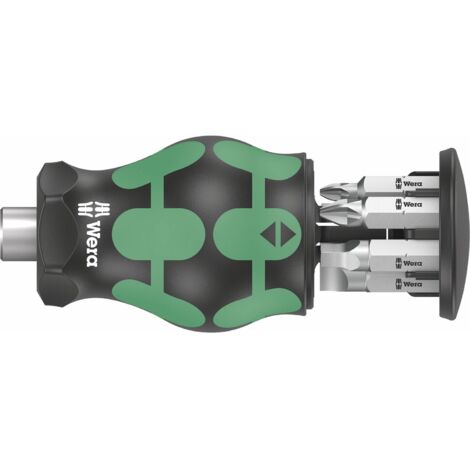 Wera Kraftform Kompakt Stubby Bithalter magnetisch mit Bit-Magazin im Handgriff & Ratschenfunktion für schwer zugängliche Bereiche, 6-teilig (1/5)