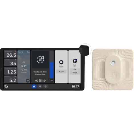 Shelly Wall Display X2 Silver+BLU H&ampT Ivory (Package)- Panel de Control Wi-Fi Home Automation mit Thermometer, Hygrometer, Touch Screen de 6.95'', Schalter de 5A, Thermostat, App und Home Assistant