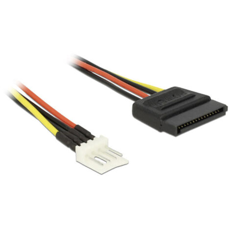 Delock Strom Anschlusskabel [1x SATA-Strom-Stecker 15pol. - 1x Floppy Stecker 4pol.] 0.15 m Schwarz, (1/2)