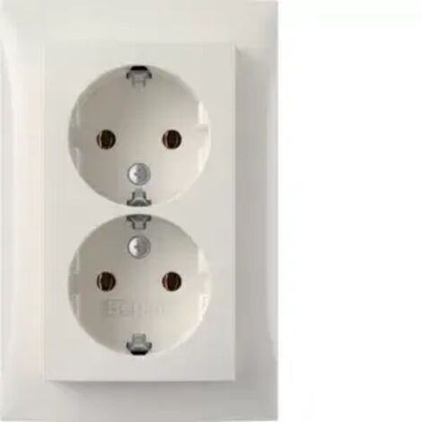 Berker SCHUKO-Doppelsteckdose Abdeckpl. pws-glanz 47748989 (1/2)