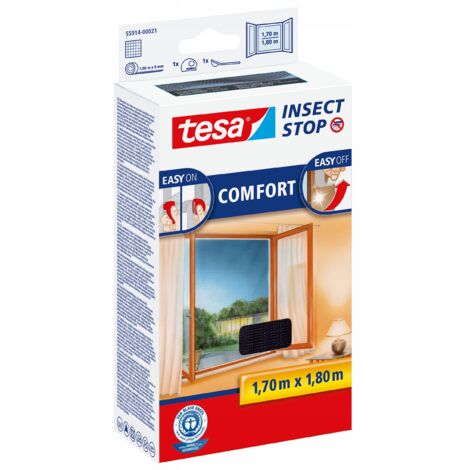 Tesa Fliegengitter Fenster klett 1,7X1,8m schwarz 55914