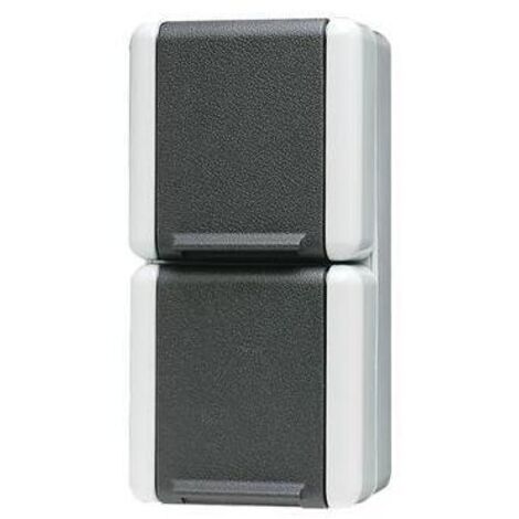 Jung Steckdose 2-fach grau glänzend AP Klappd IP44 WG 800 822 W (1/5)