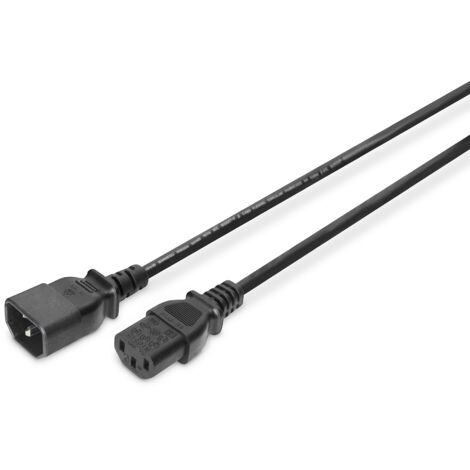 Digitus Strom Kabel [1x Kaltgeräte-Stecker C14 - 1x Kaltgeräte-Buchse C13] 5.00 m Schwarz (1/3)