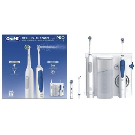 Oral-B Center OxyJet Munddusche + Oral-B Pro 1 Weiss-Blau
