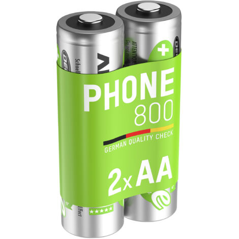 ANSMANN Akku AA Mignon 800mAh 1,2V NiMH für Telefon 2 Stück - wiederaufladbar (1/10)
