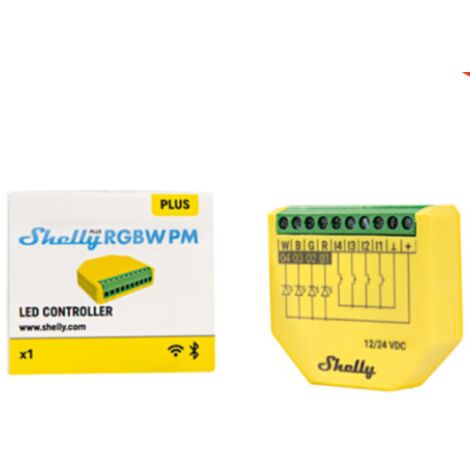 SHELLY LED-Lichtcontroller Plus RGBW, PM, BT, WLAN, Unterputz, gelb
