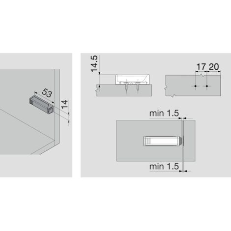 BLUM TIP-ON gerade Adapterplatte 956.1201, Kurzversion, seidenweiß