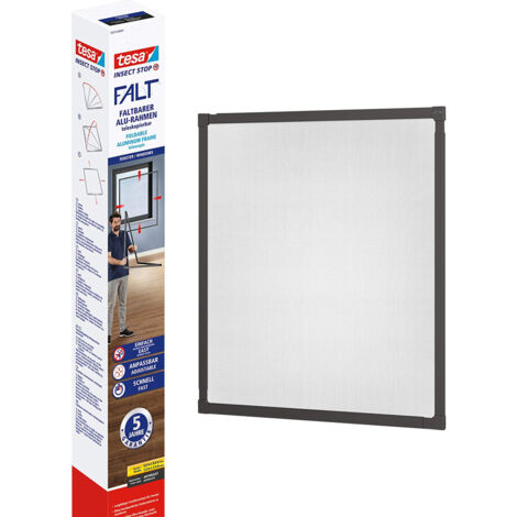 tesa Fliegenschutz-Fenster FALT 80 x 80 - 140 x 140 cm anthrazit/anthrazit Insektenschutzfenster