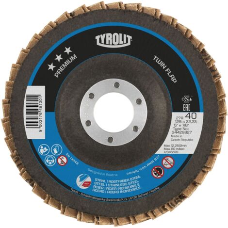 TYROLIT Schleiflamellenteller TwinFlap Premium gekröpft Ø 125 mm K60 27A