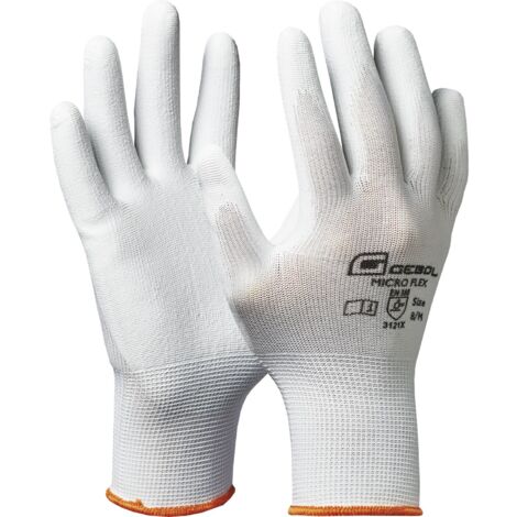 GEBOL Schutzhandschuh Micro Flex Arbeitshandschuh weiß Größe 8 1 Paar