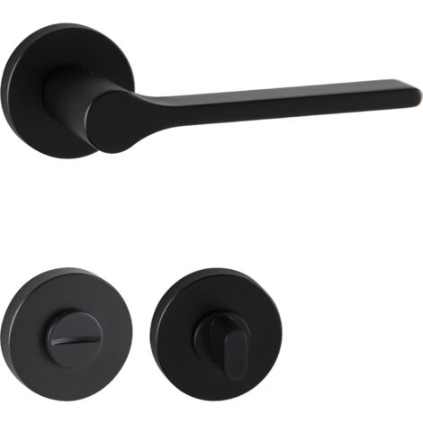 MARCHESI Drückergarnitur ZADAR auf Rosette WC, 38-45 mm, Zamak schwarz matt (1/3)