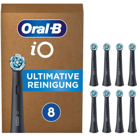 Oral-B iO Black Ultimative Reinigung Aufsteckbürsten für elektrische Zahnbürste, Briefkastenfähige Verpackung, 8 Stück