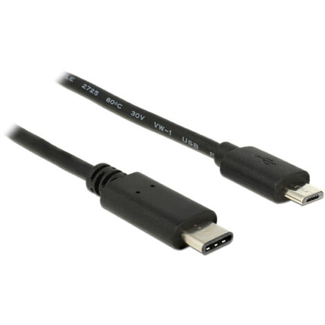 Delock USB-Kabel USB 2.0 USB-Micro-B Stecker, USB-C® Stecker 0.50 m Schwarz  83333 (1/2)