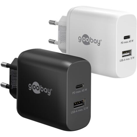 GOOBAY USB-Lader 65412, 45 W, 2-fach, 1xC PD, 1xA GaN, weiß (1/5)