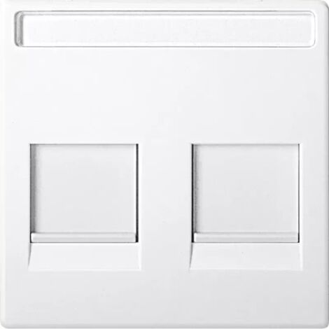 Merten Zentralplatte für Modular Jack 2fach mit Schriftfeld und Staubschutzschieber, polarweiß glänzend, System M MEG (1/2)