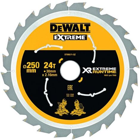 DEWALT Kreissägeblatt XR Extrem Runtime HM ø 250 x 2,16 x 30mm Zähne 24 (WZ/FZ)