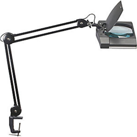 LED-Lupenleuchte, 3 Dioptrien, 1,75-fache Vergrößerung, Linsen-Durchm. 7,5x6,2 Zoll (195x157 mm), 108 LEDs, Höhe 420 mm, Klemmfuß, schwarz
