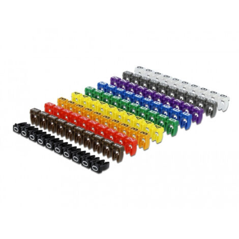 DeLOCK Kabelmarker Clips 0-9 farbig 100-teilig, Kabelclip (1/3)