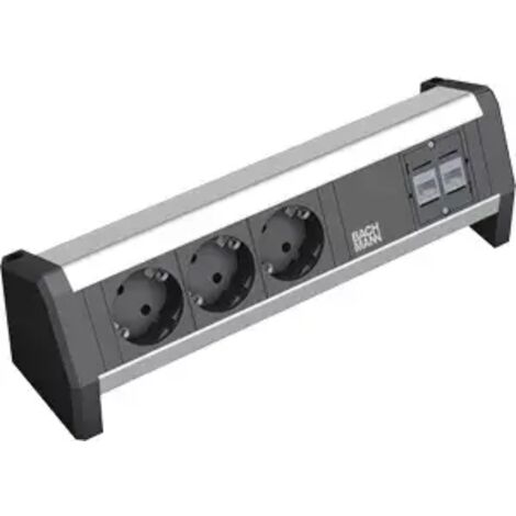 BACHMANN 339.1004 Steckdosenleiste 3xSchuko 2xCAT5e GST18 inklusive Haltewinkel und Schrauben-'1001097' (1/2)