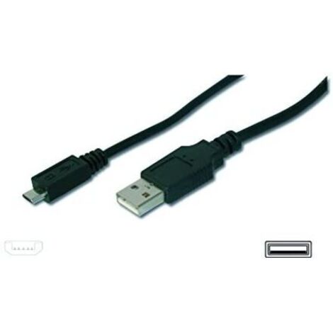 Digitus USB-Kabel USB 2.0 USB-A Stecker, USB-Micro-B Stecker 1.00 m Schwarz AK-300127-010-S (1/2)