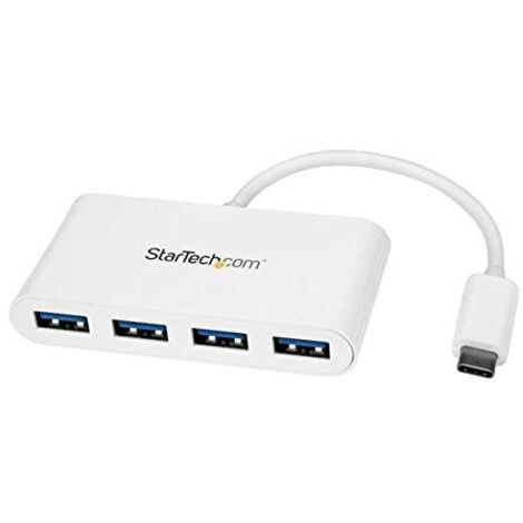 StarTech.com USB-C Hub - 4 Port USB3.0 - USB C auf 4x USB-A - Bus Powered - Wei - Kompakter USB C Hub - USB Typ-C Adapter - Hub - 4 x SuperSpeed USB3.0 - Desktop (HB30C4ABW) (1/5)