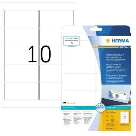 Herma Adr.Etik. Movabels 96x50,8 25 Blatt DIN A4 250 Stück 4349 (1/5)