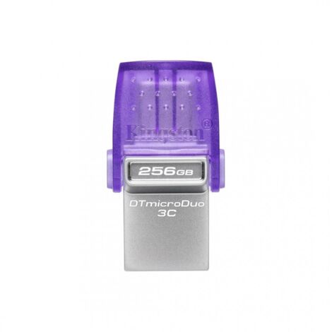 Kingston Technology DataTraveler microDuo 3C USB-Stick 256 GB USB Type-A / USB Type-C 3.2 Gen 1 (3.1 Gen 1) Edelstahl, Violett (1/3)
