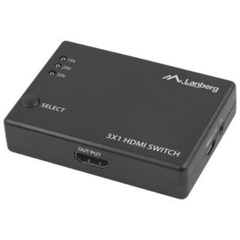 Video-Umschalter LANBERG 5 X HDMI + Micro USB Schwarz Fernbedienung (1/3)