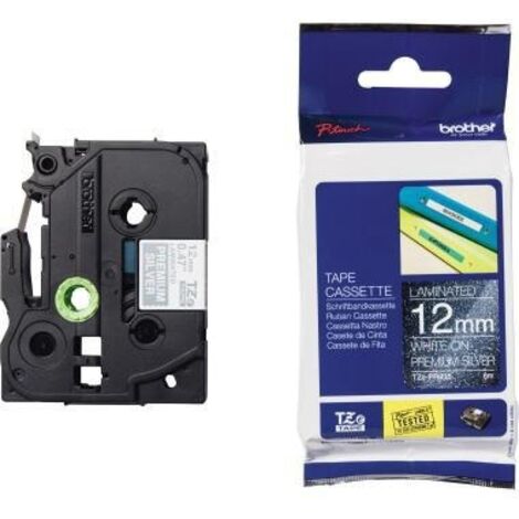 Schriftbandkassette P-touch TZe-PR935 12 mm x 8 m (B x L) silber weiß (1/4)