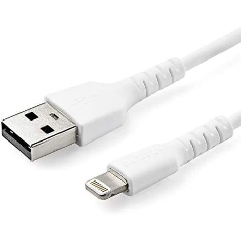 StarTech.com 1m strapazierfähiges weißes USB-A auf Lightning-Kabel - Hochbelastbare, robuste Aramidfaser - USB Typ-A auf Lightningkabel - Lade-/Synchronisationskabel - Apple MFi-zertifiziert iPad/iPho (1/5)