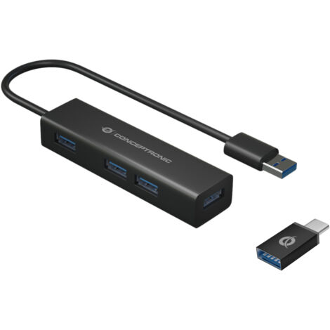 Conceptronic HUBBIES06B Schnittstellen-Hub USB 3.2 Gen 1 (3.1 Gen 1) Type-A 5000 Mbit/s Schwarz (1/3)