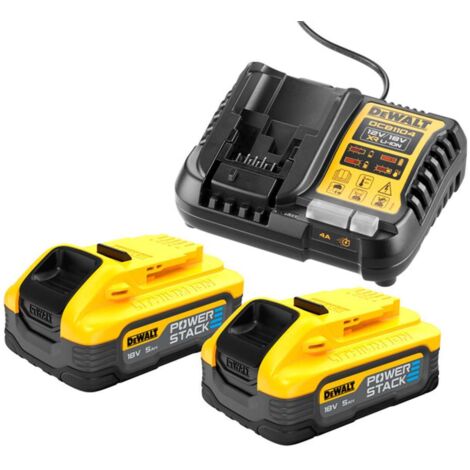 Dewalt – Pack mit 2 Powerstack XR 18V Li-Ion Akkus 5Ah – Ladegerät für Elektrowerkzeuge – DCB1104H2QW (1/9)