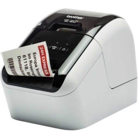 BROTHER Etikettendrucker Brother QL-800 60,96mm schwarz: 93 Etik./Min., rot-schwarz: 15 Etik./Min.USB 2.0, USB-Host inkl 2 Etikettenrollen (Einzel-Etiketten 29 x 90 mm, 100St., Endlos-Etikett 62mm x 5 (1/5)
