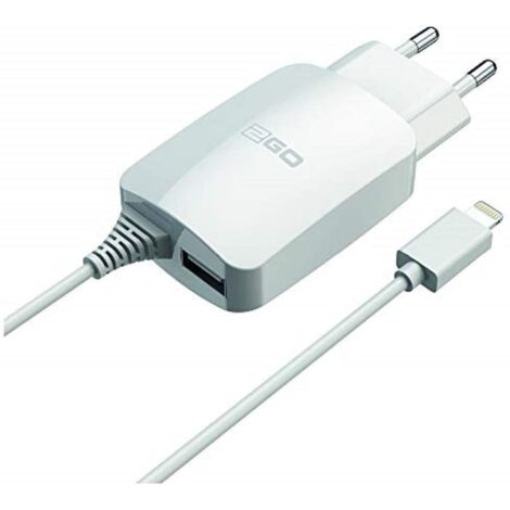 2GO Ladegerät 12W Lightning + 1x USB, Kabel 1,4m,  weiß (797166) (1/2)