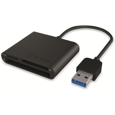 ICY BOX U3 USB 3.0 Typ-A Kartenleser für CF, SD und microSD Speicherkarten Schwarz (1/3)