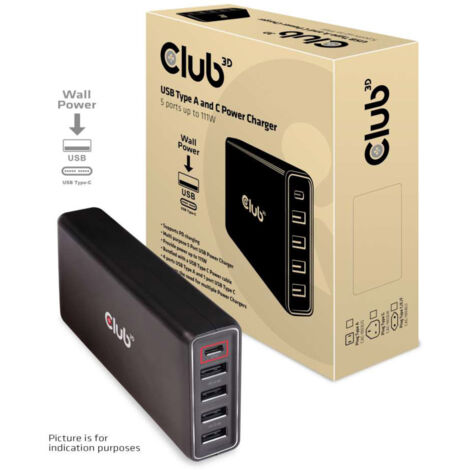 Club 3D Club3D Schnellladegerät 1xUSB Typ C, 4xUSB Typ A, PD 111W retail (CAC-1903EU) (1/5)