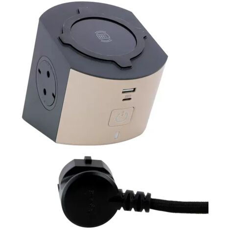 Steckdosenleiste legrand 694500 mit kabellosem Laden/ 2 Steckdosen/ 1 usb a - 1 usb typ c/ taupe und schwarz (1/2)