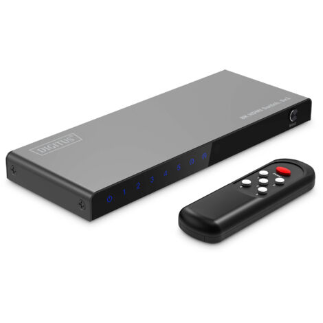DIGITUS DS-55334 HDMI Switcher 5x1-5 Eingänge 1 Ausgang - UHD 8K/60 Hz HDTV: 7680 × 4320p - HDCP 2.3 und HDMI 2.1 - HDR, CEC, Deep Colour, DTS, Dolby Digital, LPCM - für TV, Monitor, PS5, PS4, Xbox (1/4)