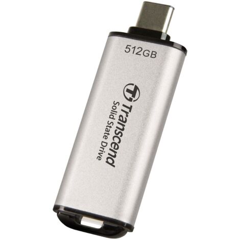 Transcend SSD Portable ESD300S 512GB USB Type-C 10 Gbit/s PS4/PS5 Compatible, Argent – TS512GESD300S (TS512GESD300S) (1/5)