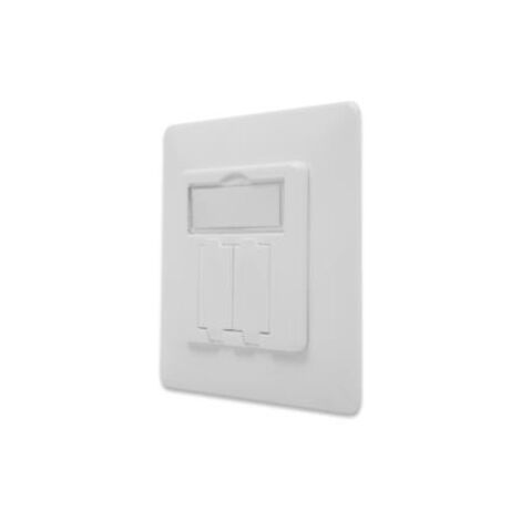 DIGITUS ANSCHLUSSDOSE FÜR KEYSTONE-MODUL - 2 PORT - 45° GEWINKELT - DESIGNFÄHIG - MIT STAUBSCHUTZ-KAPPE - WEIß (1/5)