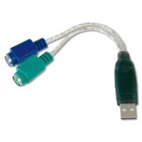 DIGITUS USB auf PS/2 Adapter, Maus & Tastatur Adapter, USB Typ-A Stecker auf 2x Mini-Din 6 Buchse, Win 10, Plug & Play