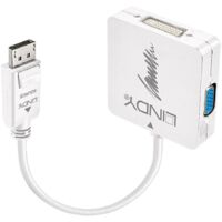 Lindy 41028 Adapter de cable de video DisplayPort DVI-D + VGA (D-Sub) + HDMI Schwarz