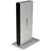 StarTech.com Dual Monitor Dockingstation mit USB 3.0 auf DVI-I & DVI-D und Adaptern für VGA & HDMI, 5x USB 3.0 & Audio - Vertikale DVI Dockingstation für ChromeOS, Mac & Windows