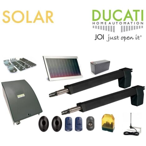 Kit de motorisation de portail solaire 400mm – Pour portails battants jusqu'à 700kg – Actionneurs télescopiques – 100% autonome – M-E