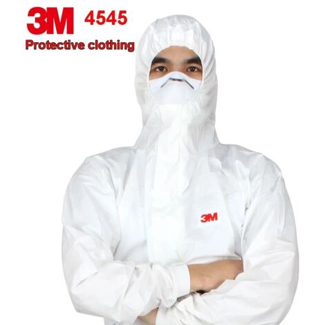 Vêtements de protection à capuche Combinaison 3M 4545, Taille 2XL élastique, Protection CE 5215891, Contre particules sèches, éclaboussures chimiques (1/5)
