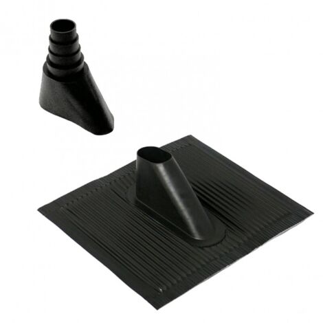 Tuile malléable en aluminium noir brique – Cône d'étanchéité en polyéthylène – Pour mât Ø 30 à 50 mm – Ruban vulcanisant inclus – Triax